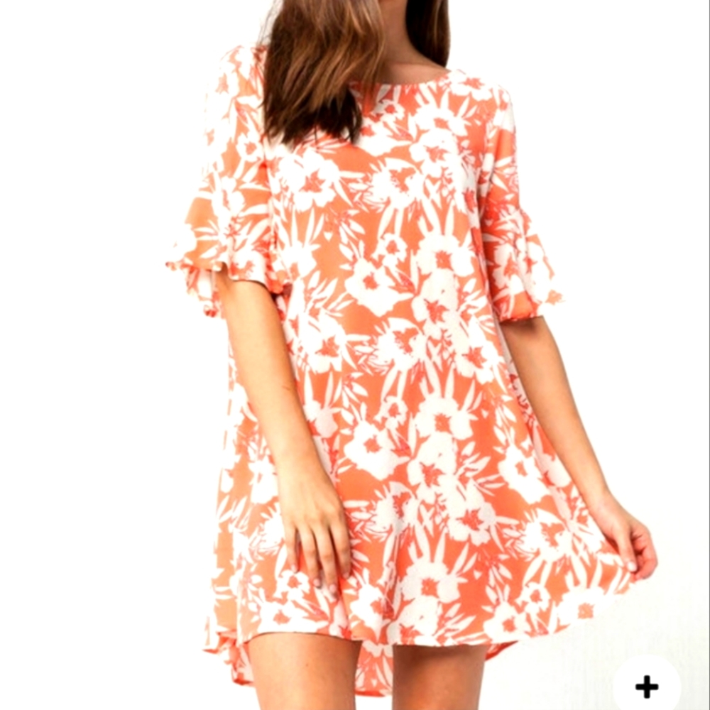 O'Neill Sundress Orange Floral Summer Hawaiian Size Medium LIKE NEW